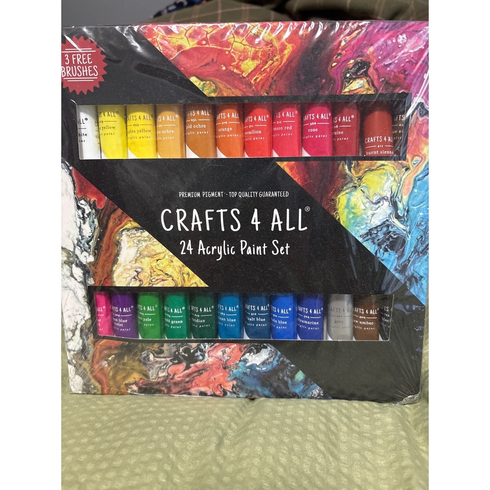 Crafts 4 All 24 Acrylic Paint Set Premium Pigment Quality 24 Colors BRAND NEW‎
